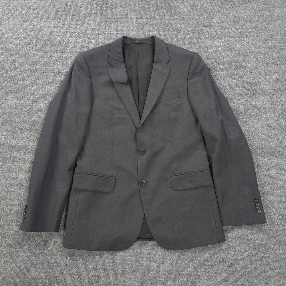 Hugo Boss Blazer Mens 38R Gray Super 120 Wool Two Button Suit Jacket Guabello